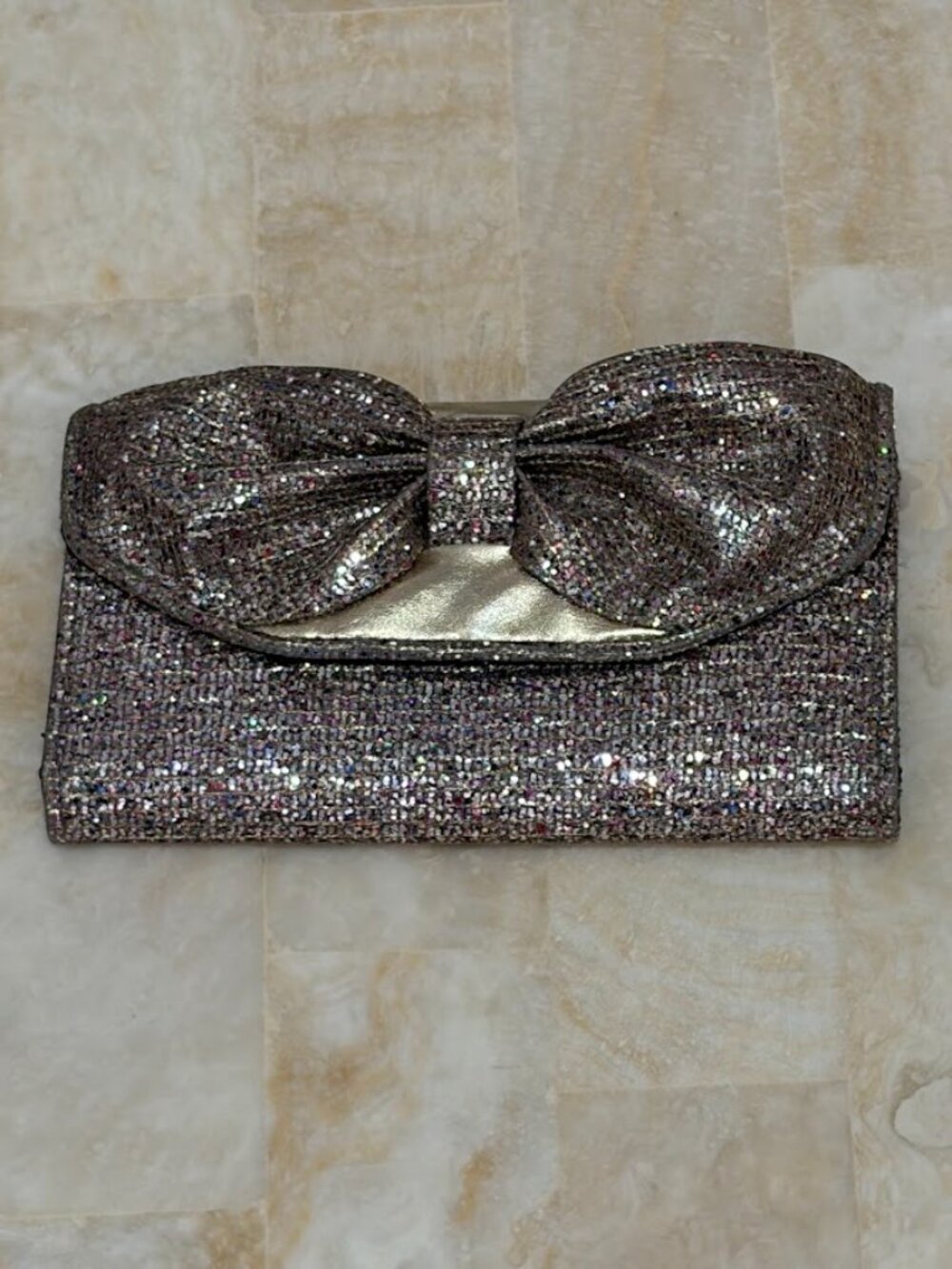 Glitter Bow Envelope Wallet - Multicolored Sparkle Clutch Wallet